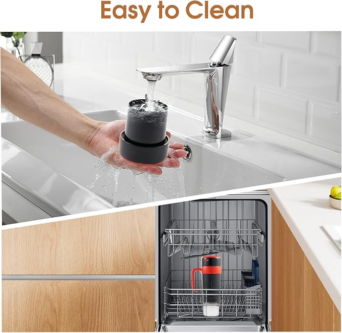 Portable Personal Blender for Shakes and Smoothies with 6 Blades, 21oz(600ml) Personal Size Juicer USB-C Rechargeable with Straw Brush&Lid, for Home, Gym, Travel, Kitchen(Black)