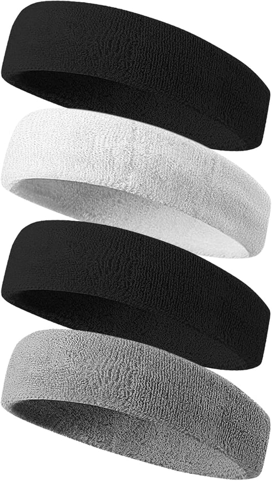 Tanluhu Sweatbands Sport Headbands for Men & Women,Terry Cloth Sweat Band for Tennis, Running, Basketball, Working Out, Execise - Athletic Sweat Cotton Headband Outdoor