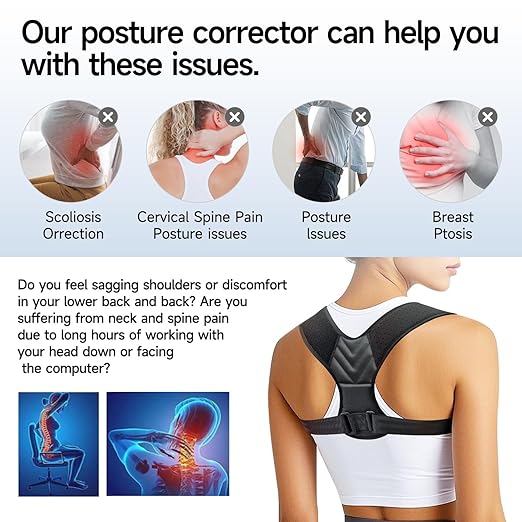 Posture Corrector for Men and Women, Adjustable Shoulder Brace, Invisible Back Support Brace Shoulder Straightener for Neck Shoulder & Upper Back Pain Relief, Medium