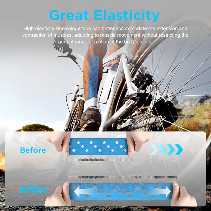 OK TAPE Punch Kinesiology Tape, Punch Hole Athletic Tape for Joints Support & Muscle Pain Relief,2 Rolls Blue,2in x 16.4ft