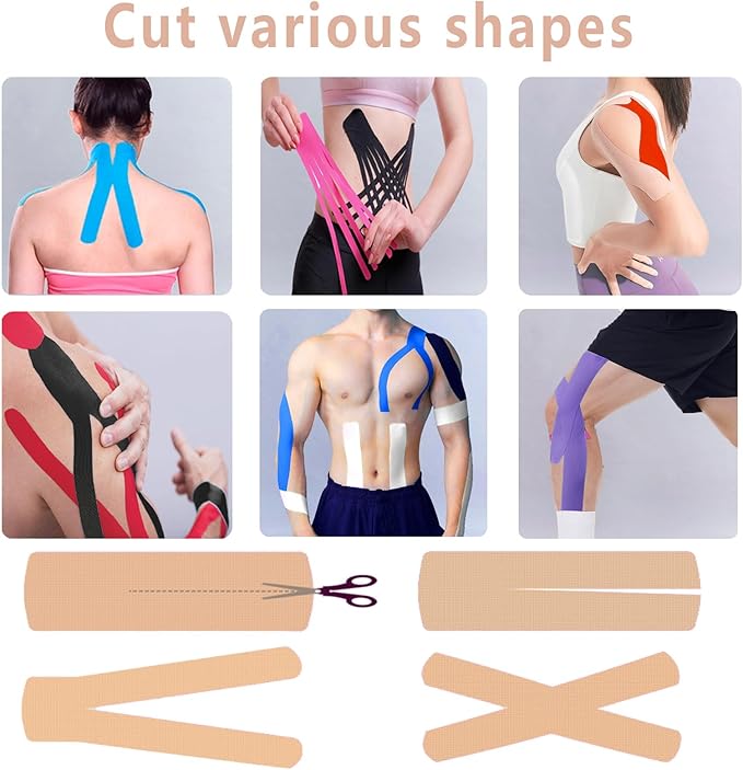 Kinesiology Tape Pro 2 Rolls, 2 Inch High Elasticity Sports Tape Therapeutic Pain Relief–Physio Tape for Muscle Recovery & Joint Support, Waterproof & Hypoallergenic & Breathable–Beige