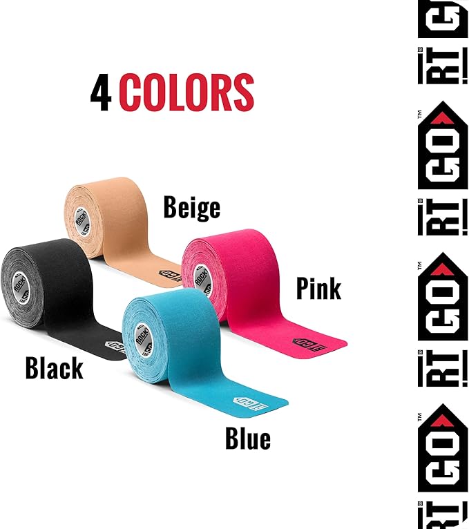 RockTape Go Extra-Sticky Adhesive Pre-Cut Kinesiology Tape (Black)