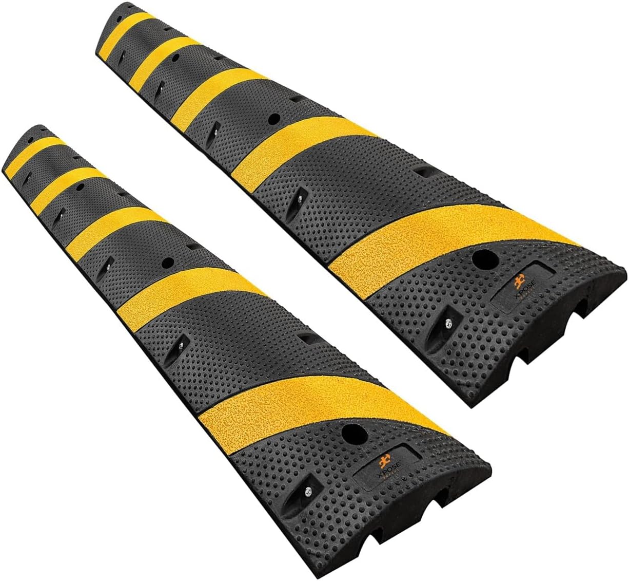 Xpose Safety 2-Pack Speed Bump Strips – 6 Ft Rubber Speed Humps with Modular Interlocking Design - Stop and Slow Cars - for Outdoor, Road, Ramp Ends, Driveway Curb Ramps