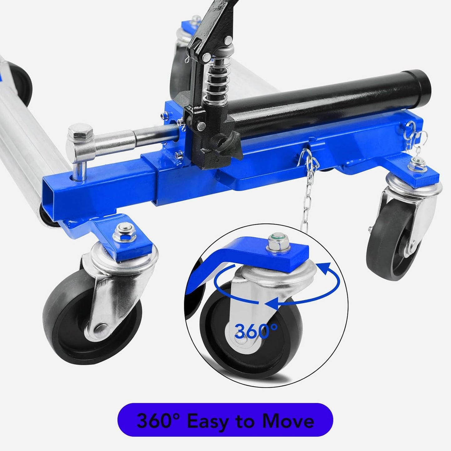 4 Pcs Car Wheel Dolly, 1500LBS Capacity Trailer Dolly with Hydraulic Tire Jack for Vehicle Positioning for Truck RV Trailer, Blue