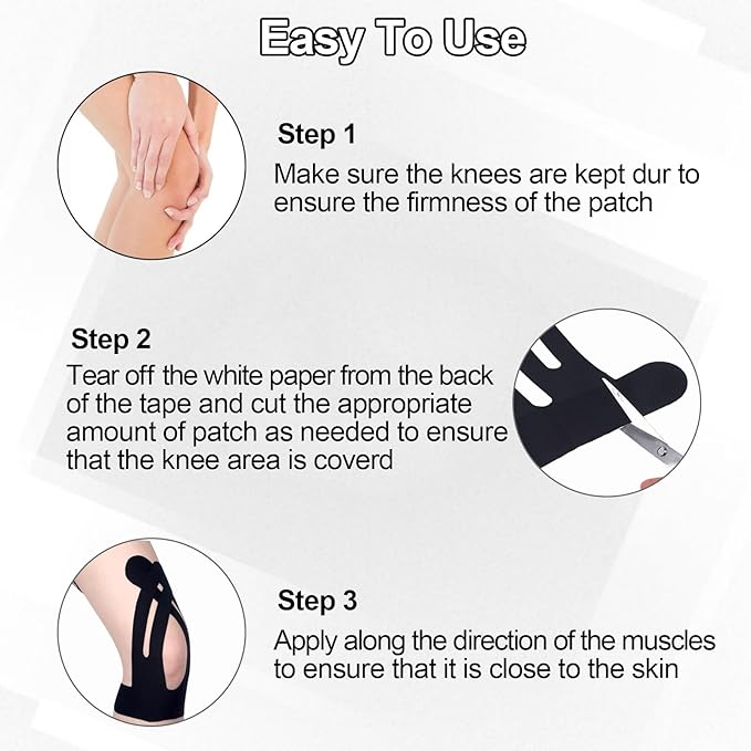 Kinesiology Tape for Knees,20 Count Kinesiology Tape Precut, Waterproof Original Cotton Elastic Athletic Strips Knee Tapes for Muscle&Joint Support,Knee Pain Relief Athletic Tapes,Not Easy to Fall Off
