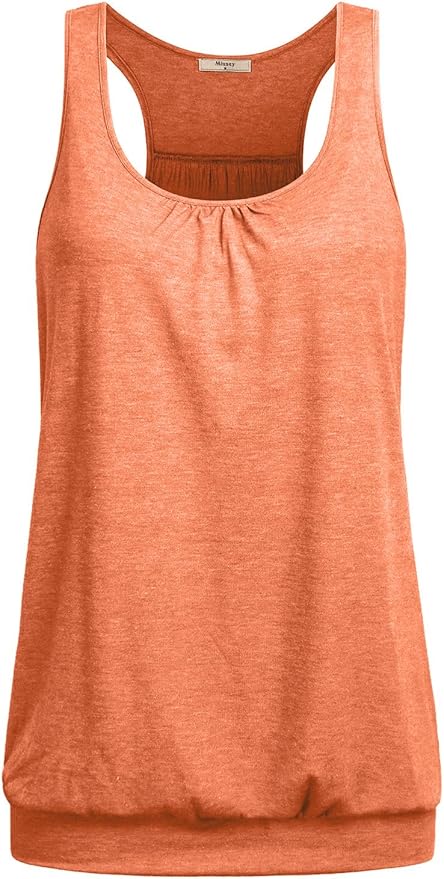 Miusey Womens Sleeveless Round Neck Loose Fit Racerback Yoga Tank Top