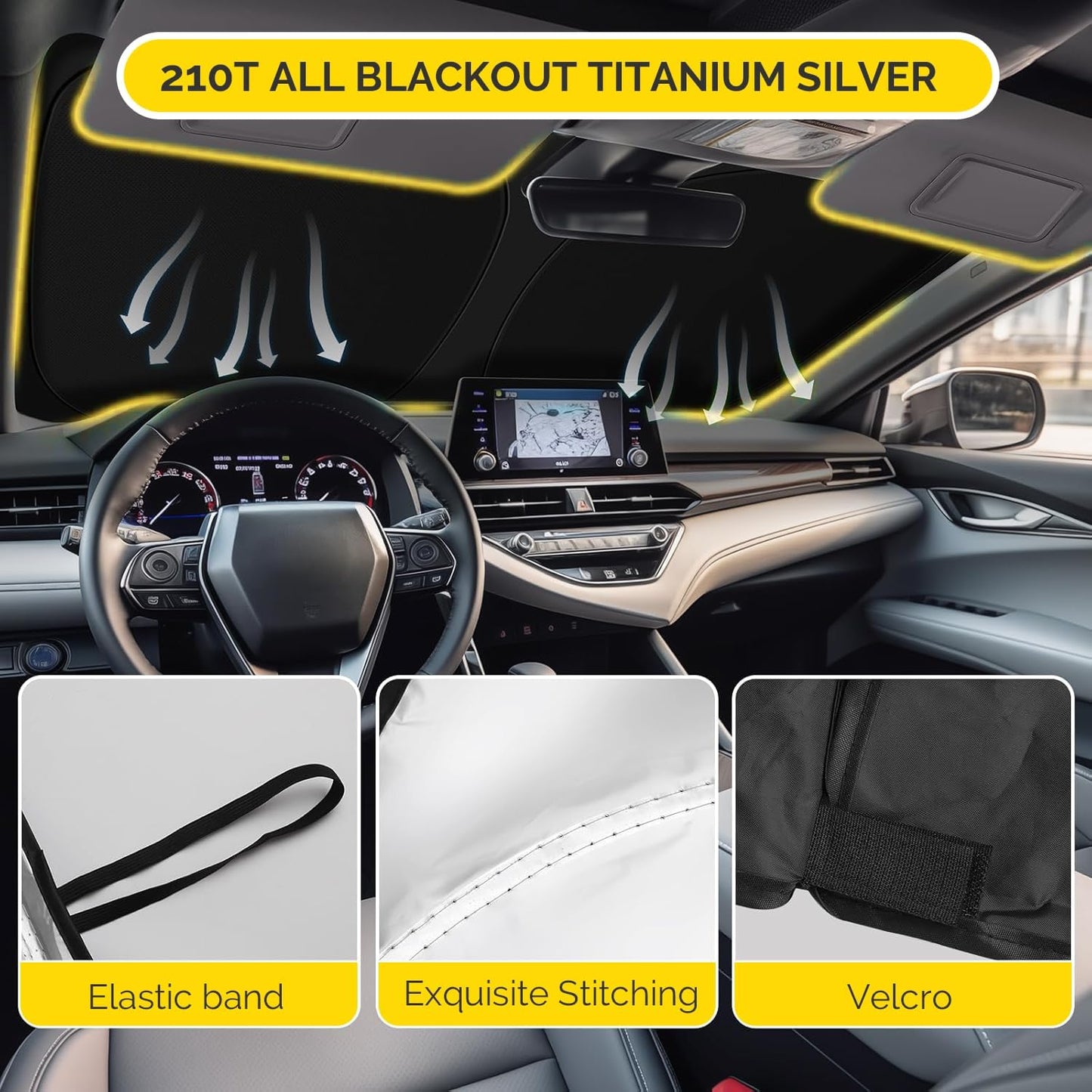 Car Windshield Sun Shade Compatible with 2020 2021 2022 2023 2024 2025 Ford Explorer Accessories Sunshade Custom for Explorer SUV ST XLT, Limited, Platinum Windshield Cover Sun Visor