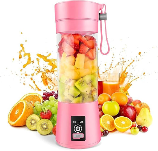 Portable Blender, Personal Blender USB Rechargeable, Mini Juicer for Shakes and Smoothies, Strong Cutting Power with 6 Blades, 380Ml Traveling Fruit Veggie Juicer Cup for Home, Sport, Office, Camping
