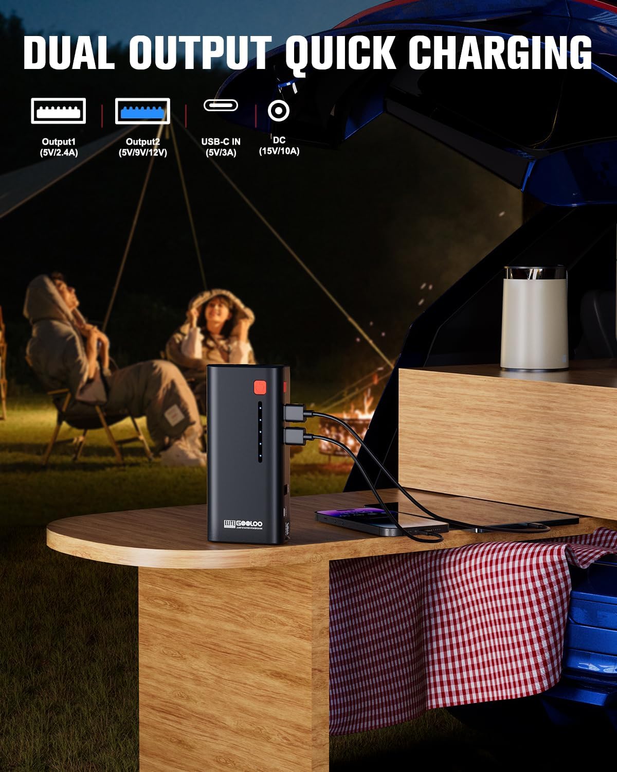 GOOLOO Jump Starter 3000A Peak Car Jumper Starter 12V SuperSafe Lithium Jump Box, Battery Booster Pack, Portable Car Battery Charger, and Jumper Cables for Up to 8.5L Gas or 6.0L Diesel Engine