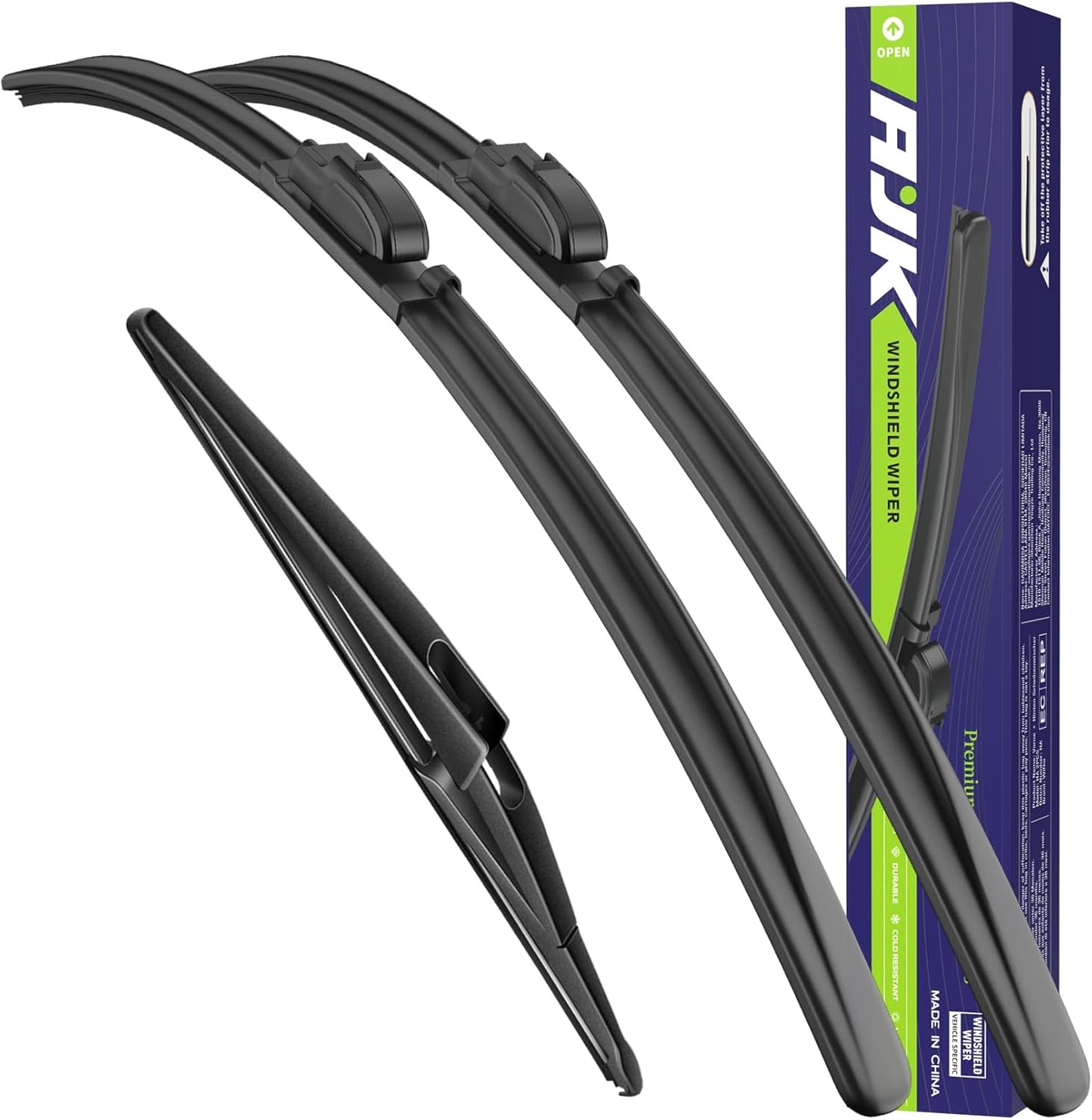 AJK Wiper Blades for INFINITI QX60 2014 2015 2016 2017 2018 2019 2020 2021 2022 2023 2024 2025, 3 Piece All Weather OEM Quality Automotive Replacement Windshield Wiper Blades for My Car