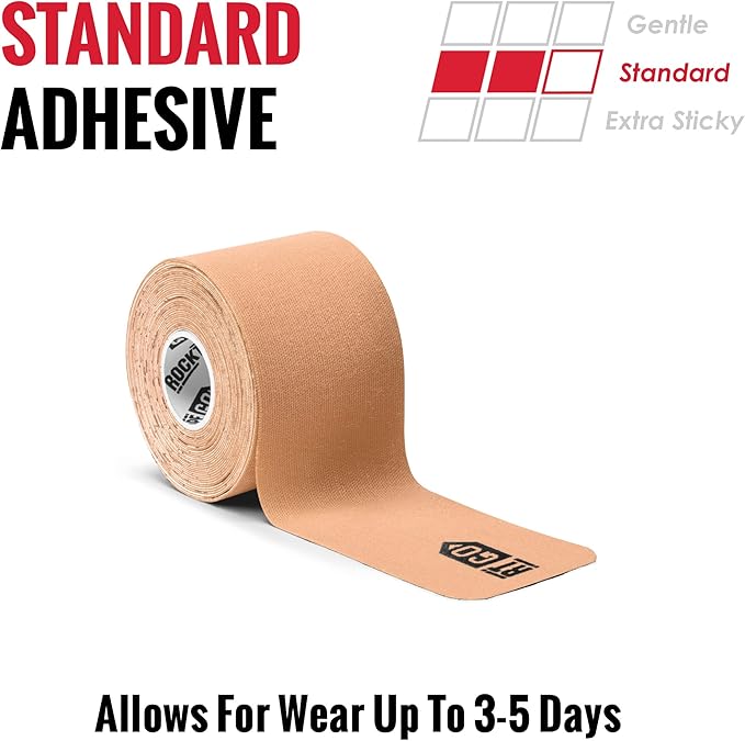 RockTape Go Standard Adhesive Pre-Cut Kinesiology Tape (Beige)