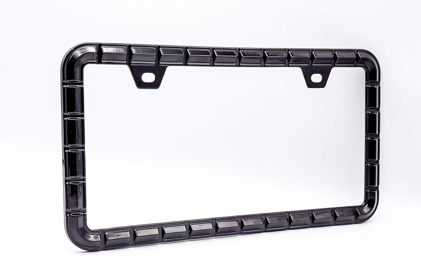 Creathome 3D Brilliance Black License Plate Frames, Pure Zinc Alloy Metal with Chain Patterned