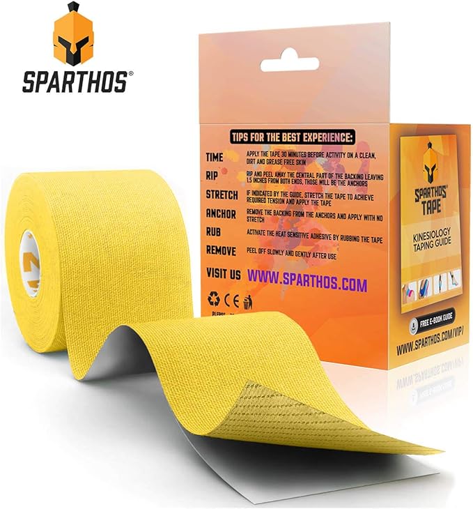 Sparthos Kinesiology Tape - Incredible Support for Athletic Sports and Recovery - Free Kinesiology Taping Guide! - Uncut 2 inch x 16.4 feet Roll