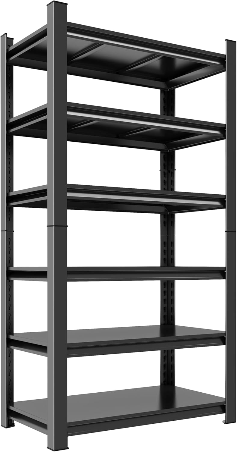 Adjustable 6-Tier Garage Shelving, Heavy Duty Steel Storage Rack, High Load Capacity, Ideal for Garage, Warehouse, or Home Organization (6-Tier 78" H x 40" W x 20" D)