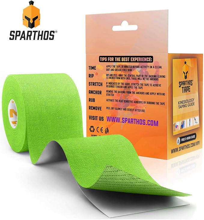 Sparthos Kinesiology Tape - Incredible Support for Athletic Sports and Recovery - Free Kinesiology Taping Guide! - Uncut 2 inch x 16.4 feet Roll