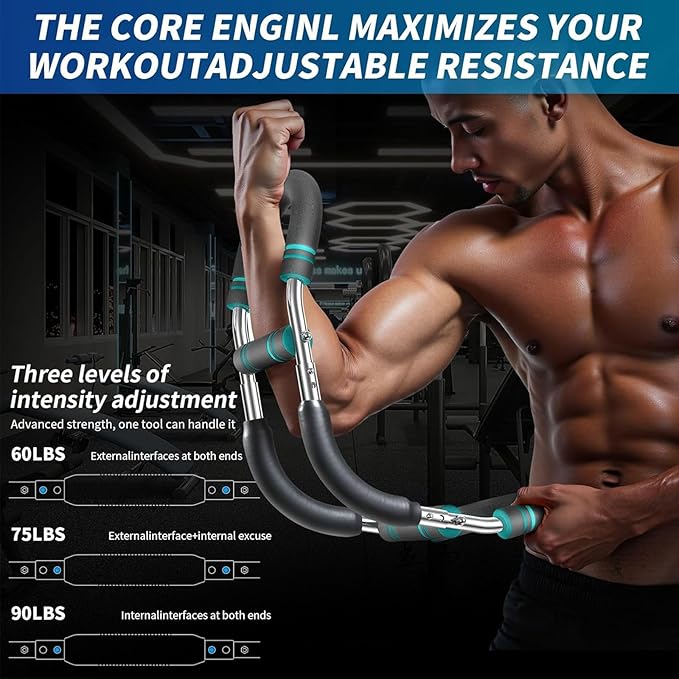 Twister Arm Trainer, Adjustable Chest Workout Equipment Upper Body Strength Training, Portable Power Twister Bar with Detachable Design, Arm Trainer, Home Gym & Travel Fitness Tool