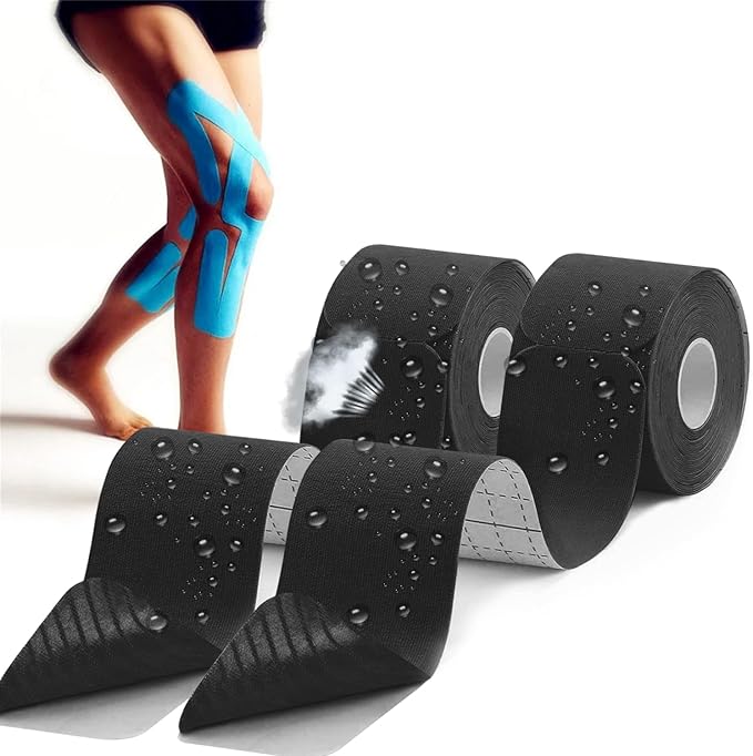 Kinesiology Tape precut (2 Rolls,40 Strips,2" X 10" Strips) Kinesiology Tape Waterproof Breathable Latex Free Tape for Ankle Wrists Knees Running Swimming Elastic Sports Activities Tapes(Black)