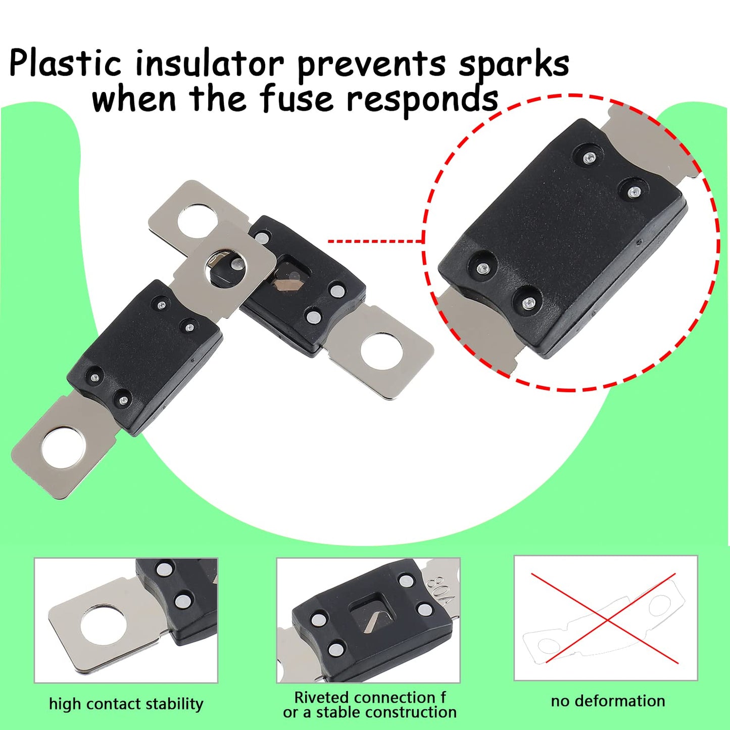 500A MEGA High Current Fuse - 500 Amp Bolt-on Fuse for Cars, Trucks, Construction Vehicles, Buses, Caravans (2 Pcs)