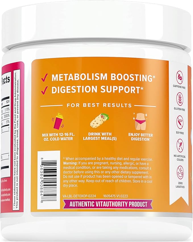 Nourishing Gut Cleanse and Detox Powder - Invigorating Gut Health Powder Detox Drink with Apple Cider Vinegar and Digestive Enzymes for Better Energy Digestion and Bloating Relief for Women and Men