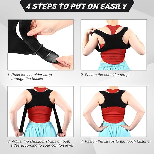 Posture Corrector for Women and Men, Adjustable Posture Back Brace Shoulder Brace, Discreet Under Clothes Design Back Support, Back Pain Relief for Improved Neck Support(Black)