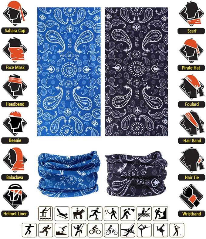 Headband Neck Gaiter Head Wrap Headwear Face Mask Magic Scarf Bandana for Men and Women