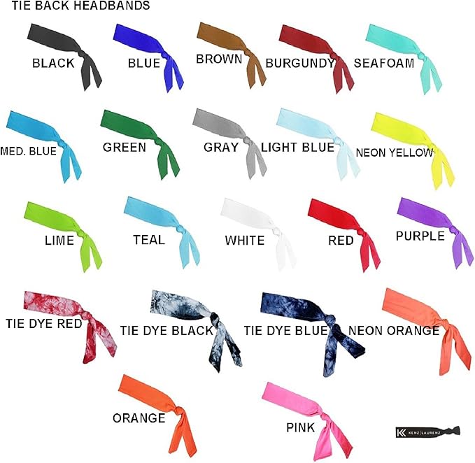 Kenz Laurenz Headbands Tie on Headband for Women Men Running Athletic Hair Head Band Elastic Sports Sweat Basketball Sweatband Stetchy Yoga Workout Sweatbands Adjustable Non-Slip Moisture Wicking
