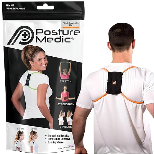PRIMEKINETIX PostureMedic Dynamic Posture Brace for Neck,Upper,and Lower Back Support -For Enhanced Shoulder Alignment &Posture Improvement- 2XL (Orange)