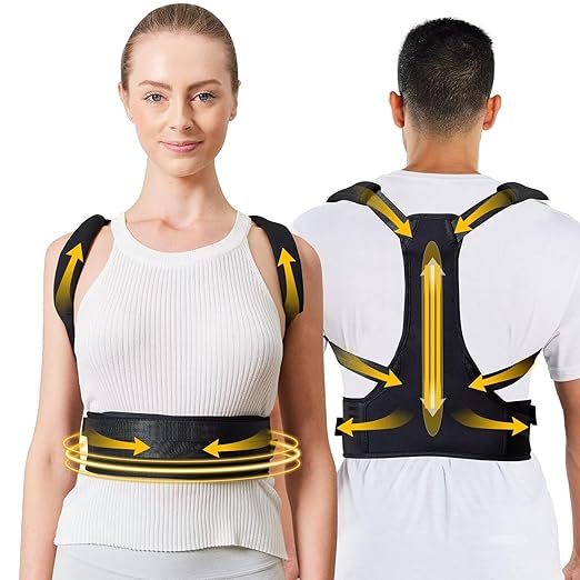 Posture Corrector For Women and Men, Fully Adjustable Back Brace Posture Corrector, Back Straightener Posture Corrector Providing Pain Relief From Neck, Shoulder, Back, Lumba (Small/M)