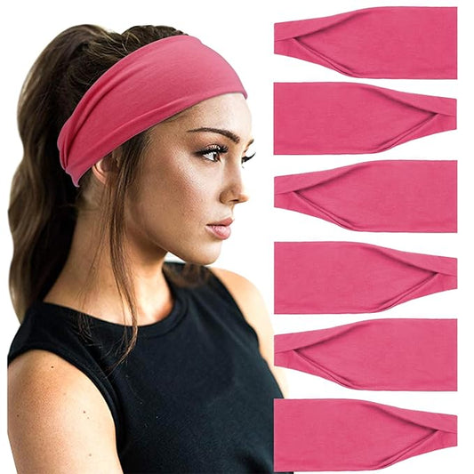 DRESHOW Yoga Sports Headbands for Women Elastic Non-Slip Headbands Workout Running Hair Bands 6 Pack