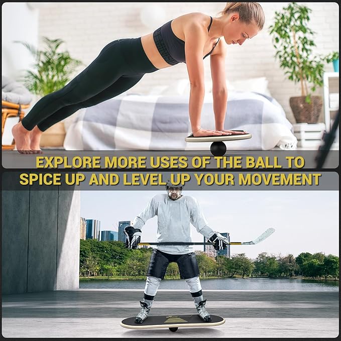 Sportneer Balance Board 7 Modes Wobble Board with Adjustable Stoppers Exercise Balancing Stability Trainer for Improve Balance, Surf Trainer & Physical Therapy - Roller and 2.8'' Ball Included