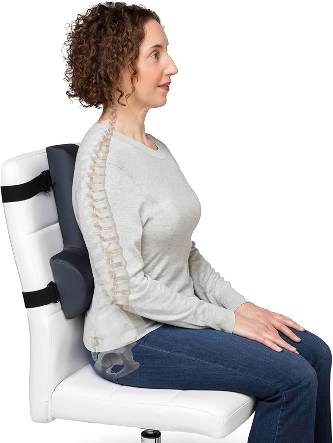OPTP Thoracic Lumbar Back Support - Full Back and Lumbar Support for Improved Sitting Posture, Upper/Lower Back Support for Chair, and Car Back Cushion for Travel