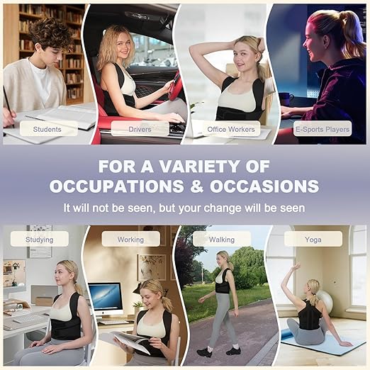 Posture Corrector for Women and Men Upgraded Back Brace, Adjustable Full Back Support for Upper and Lower Back Pain Relief, Shoulder Straightener for Hunchback, Scoliosis, Lumbar, Spine (Black, Small)