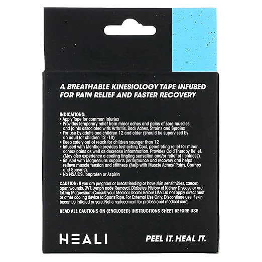 Heali Kinesiology Tape with Magnesium and Menthol, 20 Pcs Precut Strips, K Tape Roll, Knees, Physical Therapy Sports Tape for Muscle and Joint Pain Relief, Water Resistant, White with Blue Camo