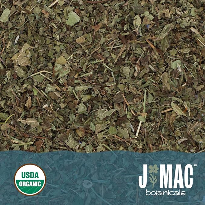 J Mac Botanicals Organic Lemon Balm (4 oz), Loose Leaf Tea, Dried Lemon Balm Tea, herbal Infusion, Lemon balm leaves, melissa officinalis tea, Certified USDA Organic