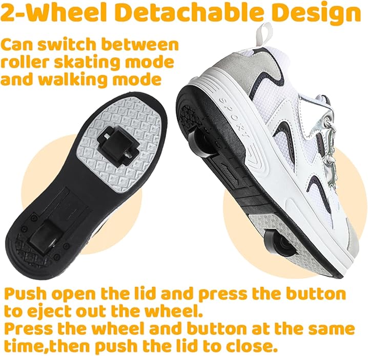 Wooowyet Roller Skate Shoes for Kids Boys Girls Rechargealbe Wheels Sneakers Fashion Roller Wheeled
