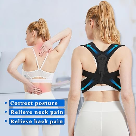 Posture Corrector for Women and Men, Adjustable Upper Back Brace, Breathable Back Support Belt for Hunchback, Relieve Shoulder Neck Upper Back Pain