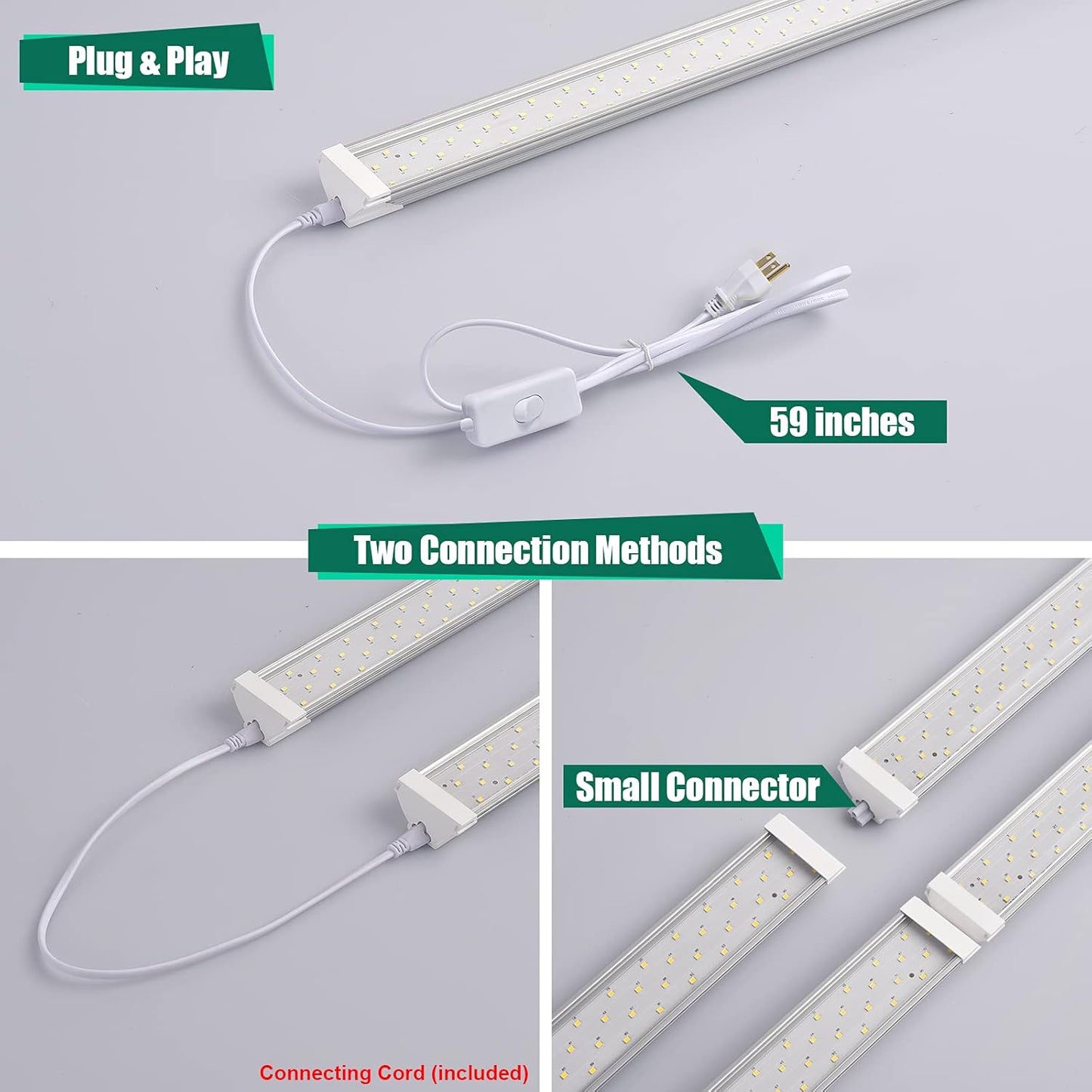 6 Pack LED Shop Light 4FT 60W, 8700LM Linkable Utility Garage Lights 5000K Daylight White Hanging/Mounted, Super Bright Under Cabinet Light