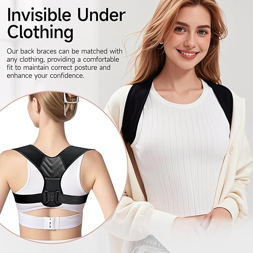Posture Corrector for Men and Women, Adjustable Shoulder Brace, Invisible Back Support Brace Shoulder Straightener for Neck Shoulder & Upper Back Pain Relief, Medium