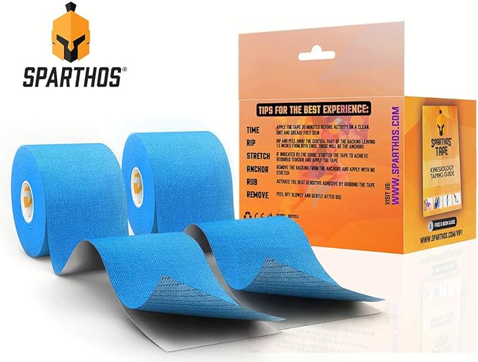 Sparthos Kinesiology Tape - Incredible Support for Athletic Sports and Recovery - Free Kinesiology Taping Guide! - Uncut 2 inch x 16.4 feet Roll