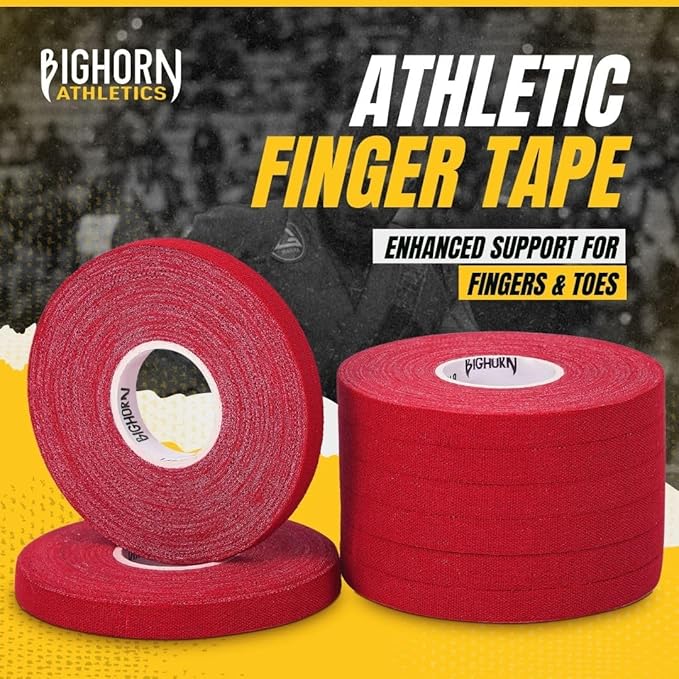 Bighorn Athletics Jiu Jitsu Finger Tape | Residue-Free Athletic Finger Tape for Sports & Injuries: Rock Climbing, Volleyball, Football, Basketball, Hands & Toes | 0.3-Inch x 45-feet, 8-Rolls, Red