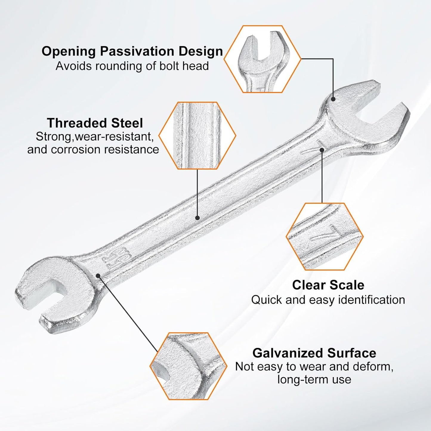 HARFINGTON 2pcs Double Open End Wrench 5.5mm x 7mm Metric 15 Degree Offset Angle Small Flat Head Wrench Galvanizing Open Ended Spanner for Automotive Repair Furniture Assembly
