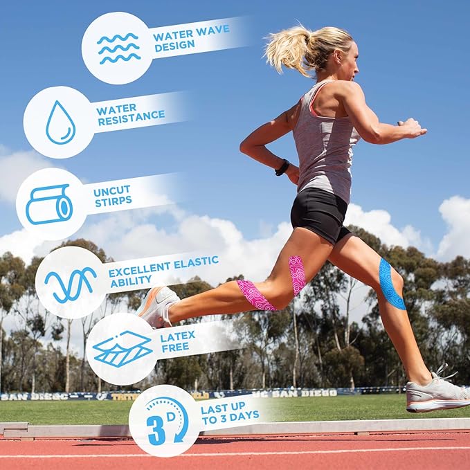 OK TAPE PRO Kinesiology Tape, 2inch x Long Roll 16ft Free Cut Tape, Elastic Athletic Tape Therapeutic Latex Free, Yellow+Green