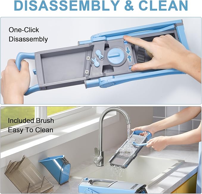 Mandoline Slicer & Spiralizer slicer for kitchen, French Fry Cutter, vegetable slicer, Potatoes chopping with Thickness Adjuster, Veggie Dicer,Zucchini,Faster Kitchen Slicer for Meal Prep