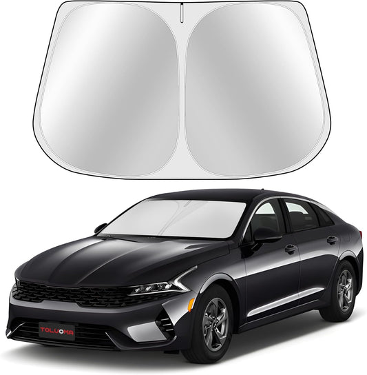 Custom Fit Windshield Sun Shade for Kia K5 2021-2025/H-yun-dai Sonata 2020-2025 Full Coverage, 210T Reflective Fabric, Double-Layer Design - Blocks 99% UV Rays, Easy to Install and Store