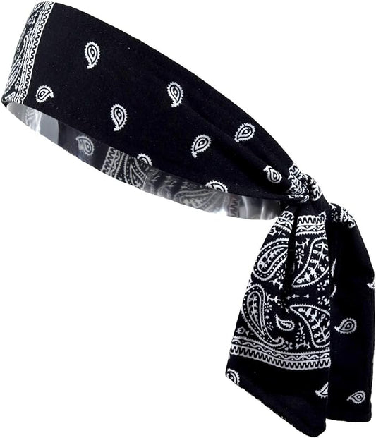 Kenz Laurenz Headbands Tie on Headband for Women Men Running Athletic Hair Head Band Elastic Sports Sweat Basketball Sweatband Stetchy Yoga Workout Sweatbands Adjustable Non-Slip Moisture Wicking