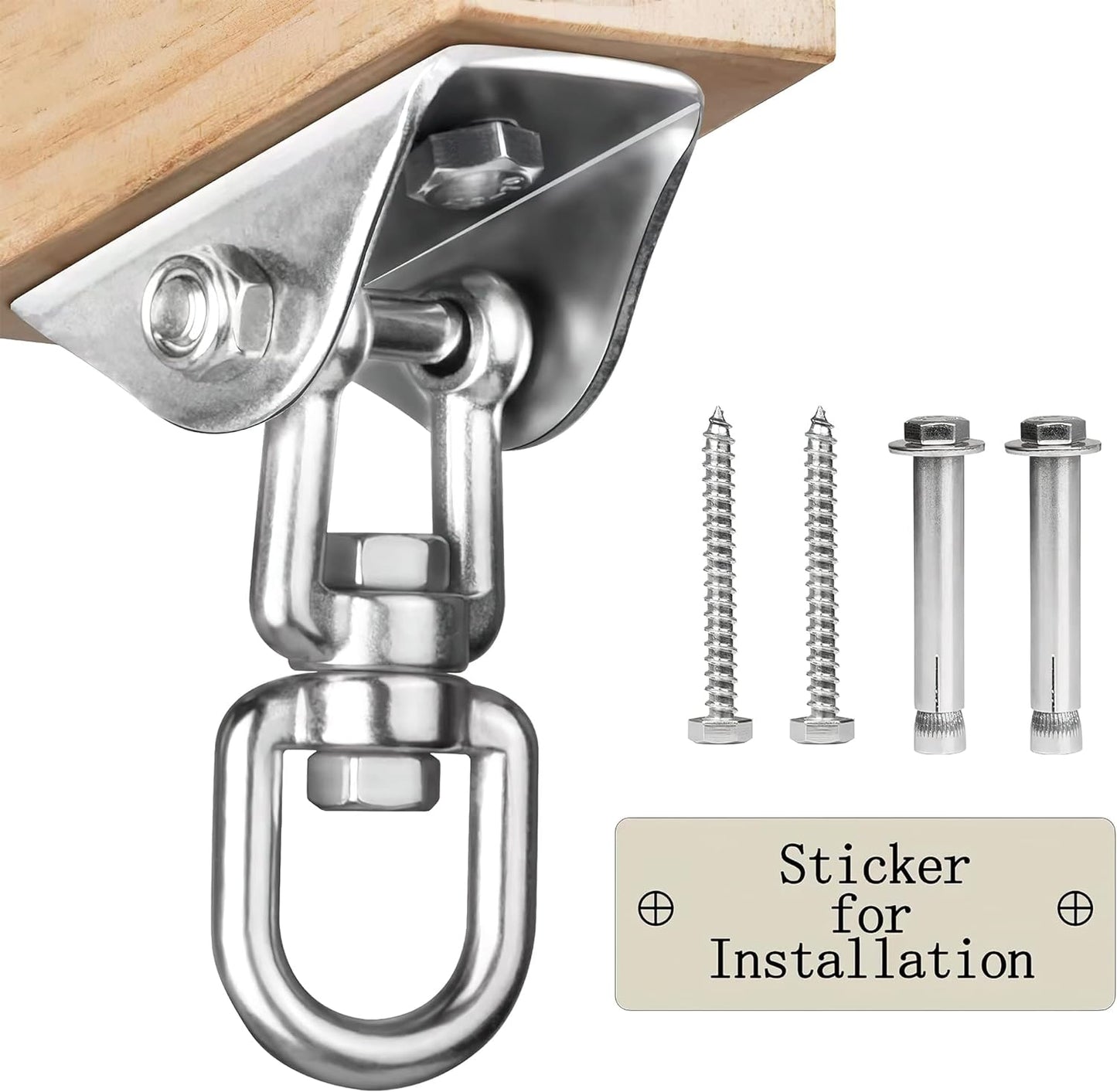 Heavy Duty Swing Hangers for Wooden Sets 2000 LB Capacity Hammock Hanger 360 Swivel Stainless Steel Swing Hardware Accessories 2 Packs for Porch Playground Yoga Heavy Bag