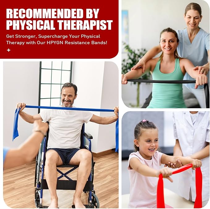 Resistance Bands, Exercise Bands, Physical Therapy Bands for Strength Training, Yoga, Pilates, Stretch Elastic Band with Different Strengths, Workout Bands for Home Gym