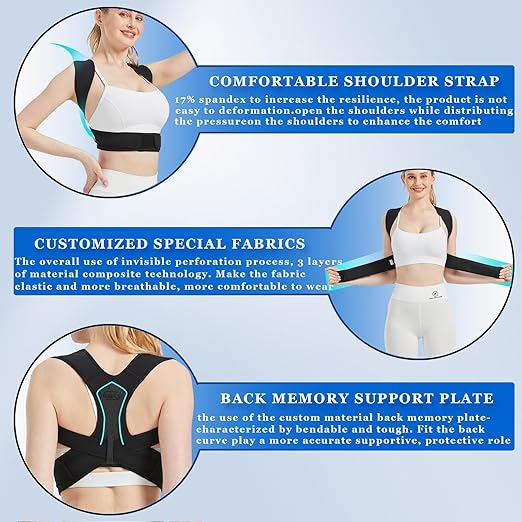 Posture Corrector for Women and Men, Adjustable Upper Back Brace, Breathable Back Support Belt for Hunchback, Relieve Shoulder Neck Upper Back Pain