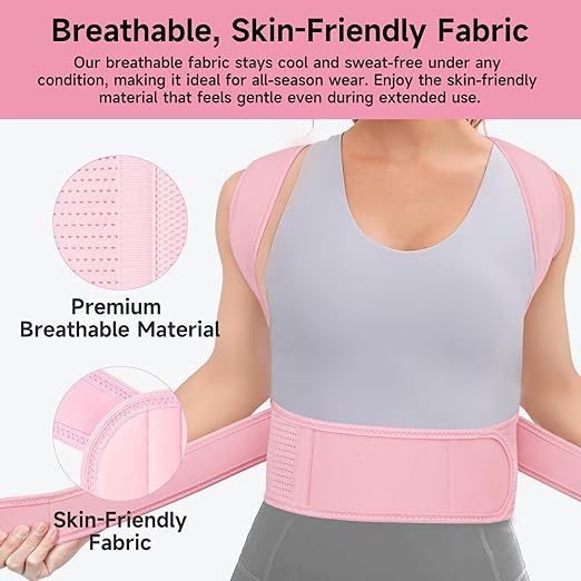 Back Brace Posture Corrector for Women, Adjustable Shoulder Straightener for Upper and Lower Back Pain Relief, Full Back Support Hunchback, Spine Corrector Pink - X-Large