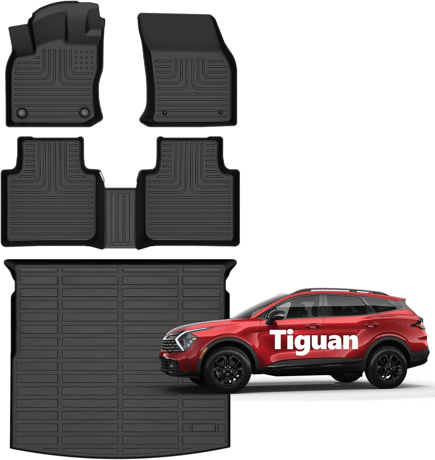 for Volkswagen Tiguan Floor Mats 2018 2019 2020 2021 2022 2023 2024 Car Mats for VW Tiguan Accessories All Weather Floor Mats Cargo Liner 2018-2024